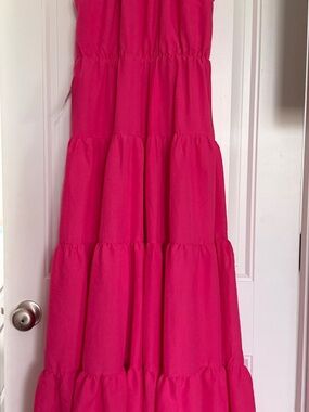 Tiered Hot Pink Maxi Dress